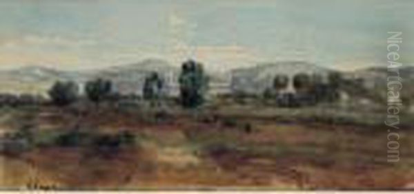 View Of Paestum Oil Painting by Henri-Joseph Harpignies