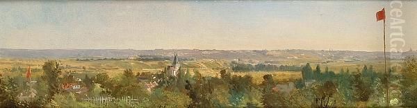 An Extensive Landscape With A Village In The Distance Oil Painting by Henri-Joseph Harpignies