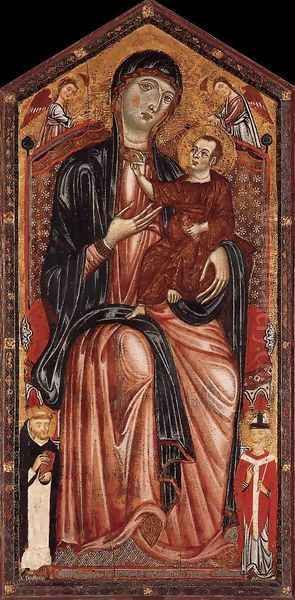 Virgin and Child Enthroned c 1290 Oil Painting by Master of Magdalen