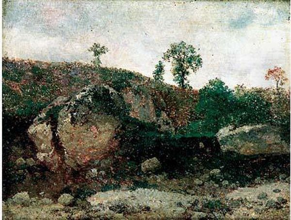 Rochers A Fontainebleau, Circa 1860-1865 Oil Painting by Henri-Joseph Harpignies