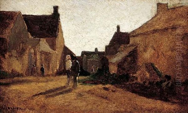 < Le Village >. Oil Painting by Henri-Joseph Harpignies