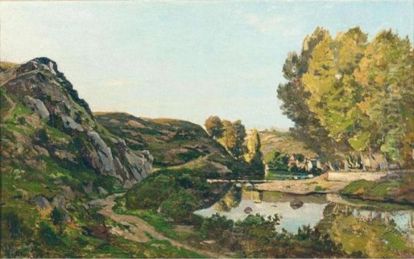 Les Bords De L'aumance Oil Painting by Henri-Joseph Harpignies