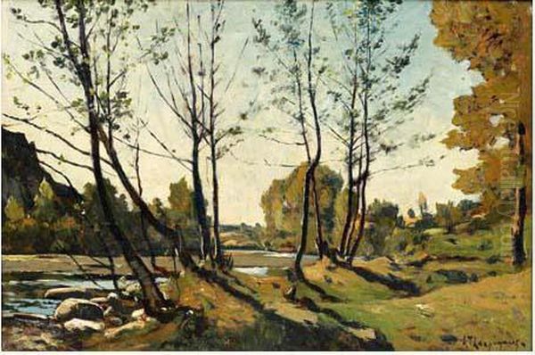 Bord De Riviere Oil Painting by Henri-Joseph Harpignies