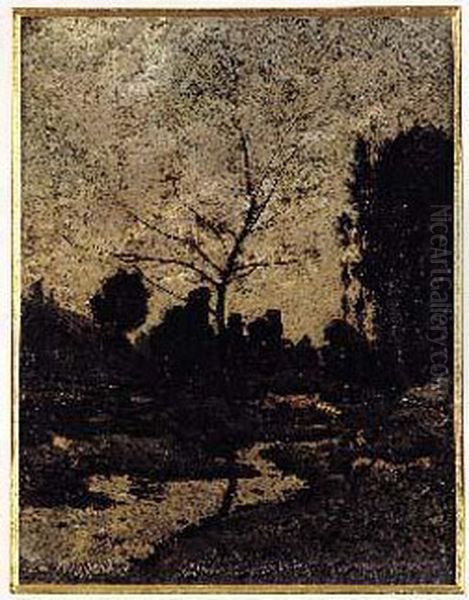 Les Ruines D'herissau Au Crepuscule, Circa 1876 Oil Painting by Henri-Joseph Harpignies