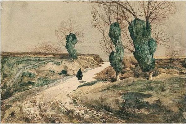 Le Chemin Creux Oil Painting by Henri-Joseph Harpignies