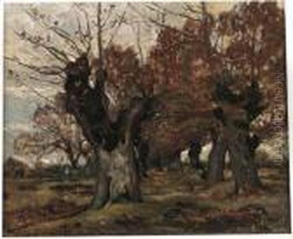 Saules Dans Un Paysage Oil Painting by Henri-Joseph Harpignies