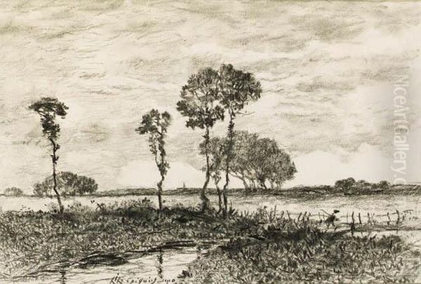 Landscape With A Stream And Trees Oil Painting by Henri-Joseph Harpignies