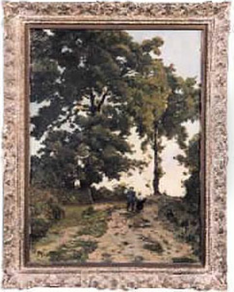 Paysans Sur Un Chemin Oil Painting by Henri-Joseph Harpignies