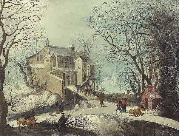 Winter Landscape Oil Painting by Frans de Momper