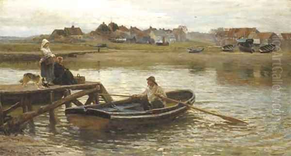 Walberswick Ferry (1875) Oil Painting by Hamilton Macallum