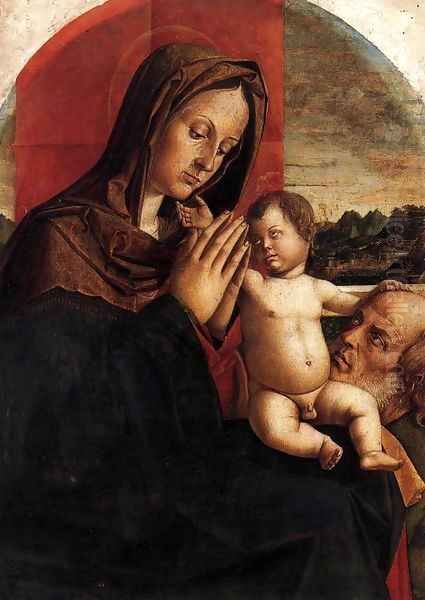 Madonna and Child with St Joseph Oil Painting by Bartolomeo Montagna