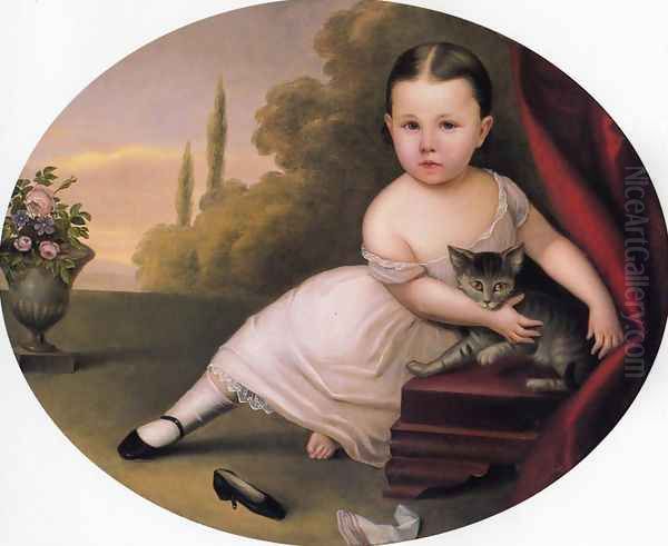 Young Girl with Cat Oil Painting by Nicola Marschall