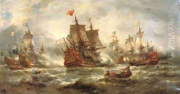 The raging battle Oil Painting by Francois Etienne Musin