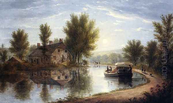 Canal Scene, Susquehanna River Oil Painting by William Rickarby Miller