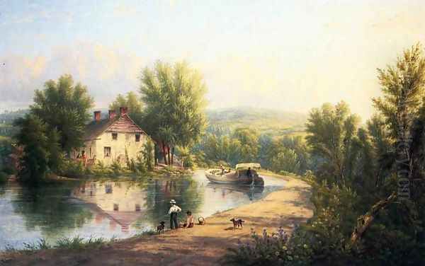 On the Rondout Canal, Rosendale Oil Painting by William Rickarby Miller