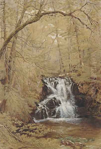 Indian Falls, Indian Brook, Cold Springs, New York Oil Painting by William Rickarby Miller