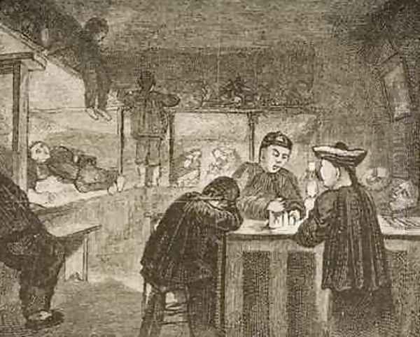 A Chinese Opium den in San Francisco during the 1870s 1880 Oil Painting by Reverend Samuel Manning