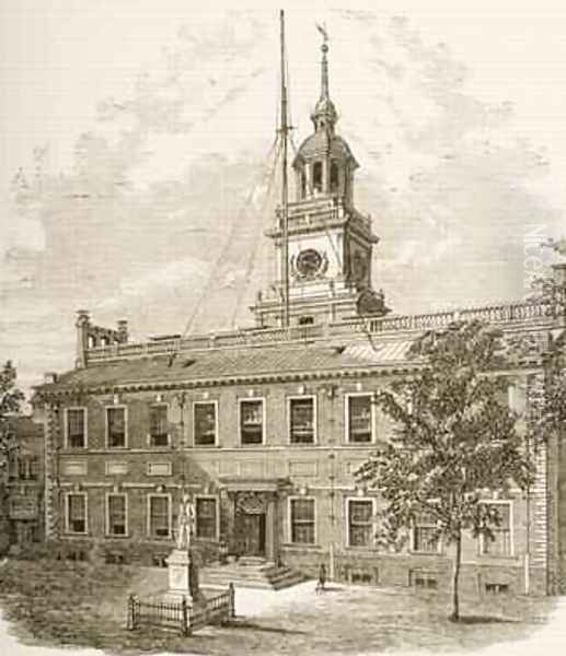 County Court House or Independence Hall Philadelphia Pennsylvania 1880 Oil Painting by Reverend Samuel Manning