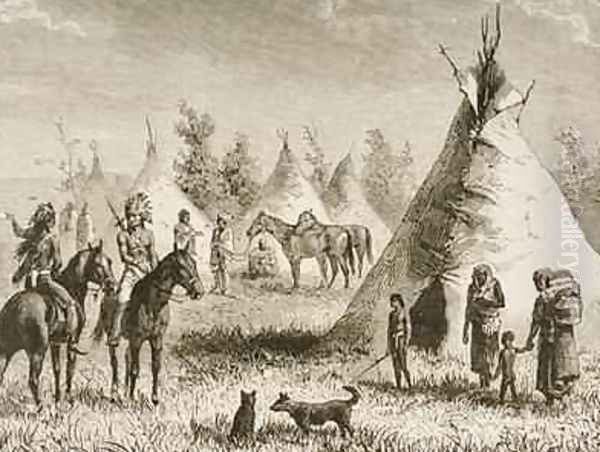 A Sioux Village 1880 Oil Painting by Reverend Samuel Manning