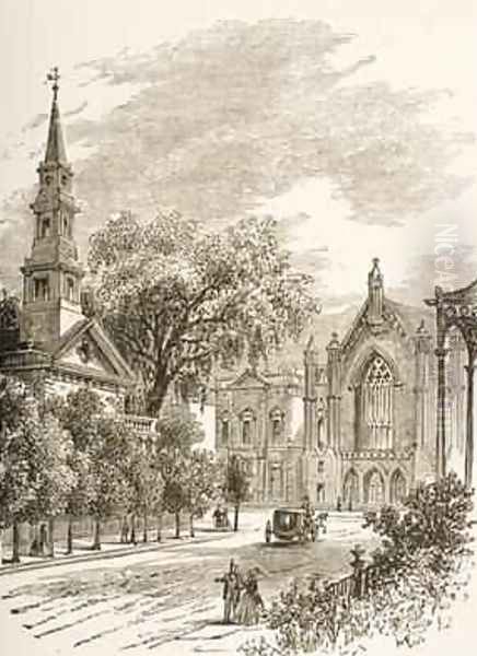 St Marks Church in-the-Bowery New York 1880 Oil Painting by Reverend Samuel Manning