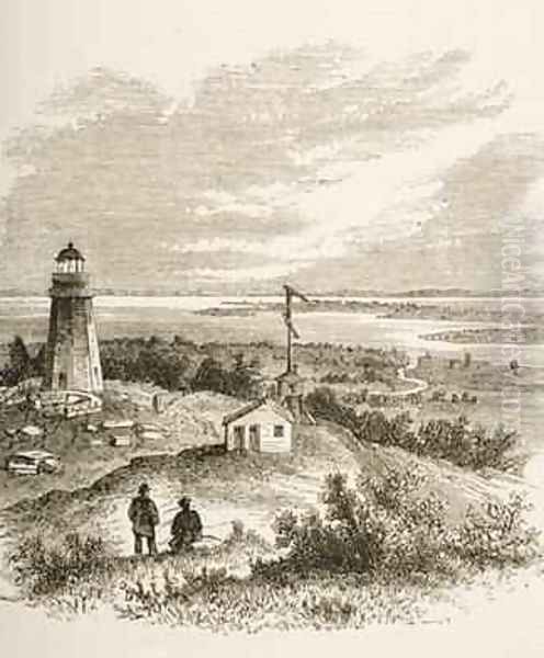 Sandy Hook New Jersey seen from the lighthouse in the 1870s 1880 Oil Painting by Reverend Samuel Manning