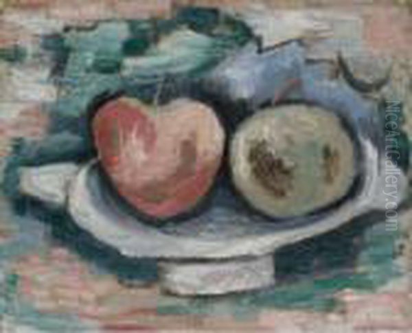 Apples On A Plate Oil Painting by Marsden Hartley