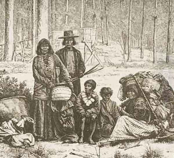 Native American family group west of the Rocky Mountains 1880 Oil Painting by Reverend Samuel Manning