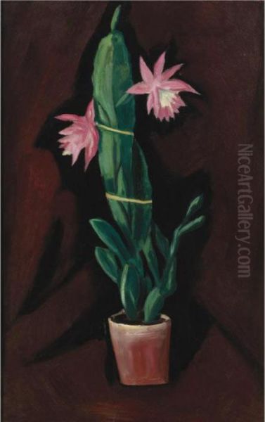 Cerise Cactus Oil Painting by Marsden Hartley