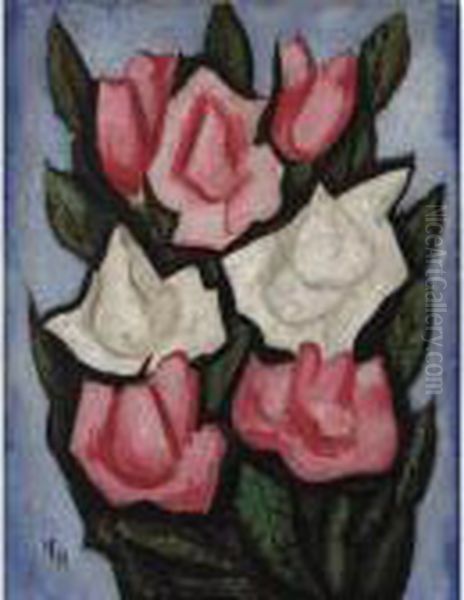 Roses Oil Painting by Marsden Hartley