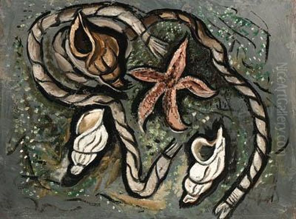 Rope, Seashells And Starfish Oil Painting by Marsden Hartley