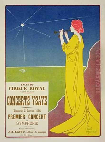 Reproduction of a poster advertising the Ysaye Concerts Salle du Cirque Royal Brussels 1895 Oil Painting by Henri Georges Jean Isidore Meunier