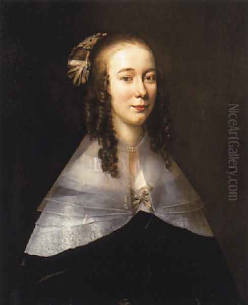 Portrait of a lady wearing a black dress and a white collar Oil Painting by Jan Mytens