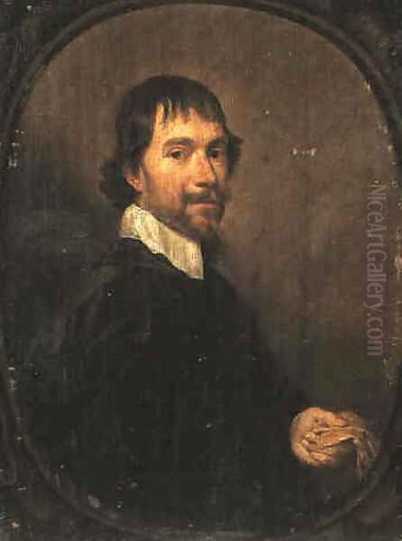 A Portrait of a Man Holding a Glove Oil Painting by Jan Mytens