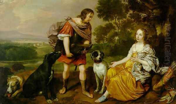 Portrait histoire of a young man and lady as Meleager and Atalanta Oil Painting by Jan Mytens