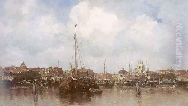 Dutch Town on the Edge of the Sea 1883 Oil Painting by Jacob Henricus Maris