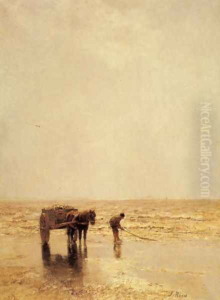 Collecting Shellfish Oil Painting by Jacob Henricus Maris