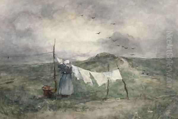 Washing Day Oil Painting by Jacob Henricus Maris