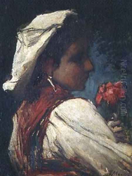 Italian Girl Oil Painting by Jacob Henricus Maris