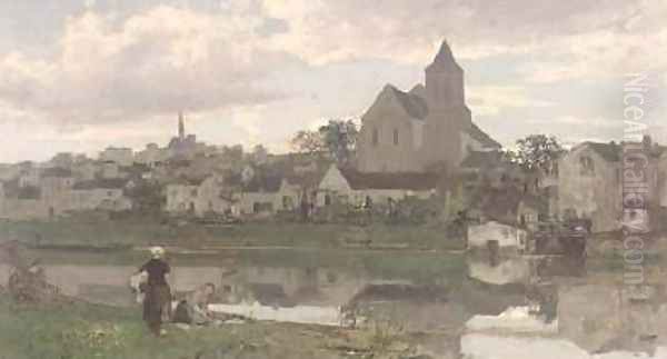 View of Montigny-sur-Loing Oil Painting by Jacob Henricus Maris