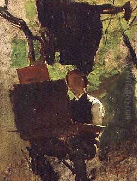 Artist at work Oil Painting by Jacob Henricus Maris