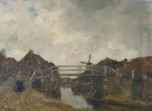 De Brug (bij Rijswijk) the bridge Oil Painting by Jacob Henricus Maris