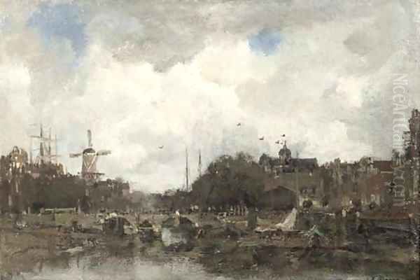 A Dutch city in summer Oil Painting by Jacob Henricus Maris