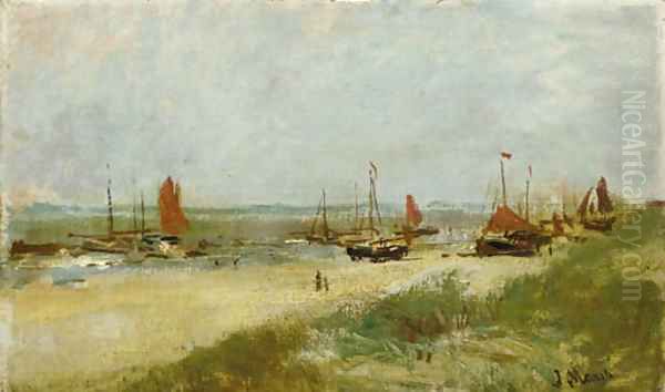 Bomschuiten on the beach Oil Painting by Jacob Henricus Maris