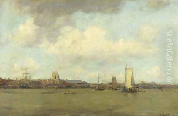 Shipping on the Merwede by Dordrecht Oil Painting by Jacob Henricus Maris