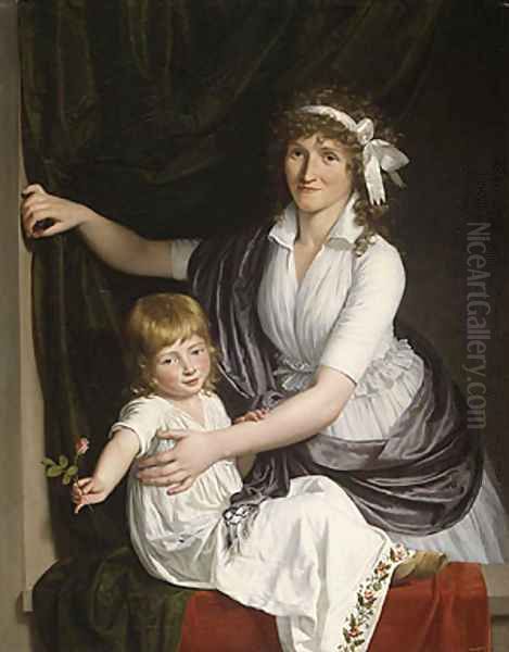 Portrait of a Woman and Child Oil Painting by Jean-Laurent Mosnier