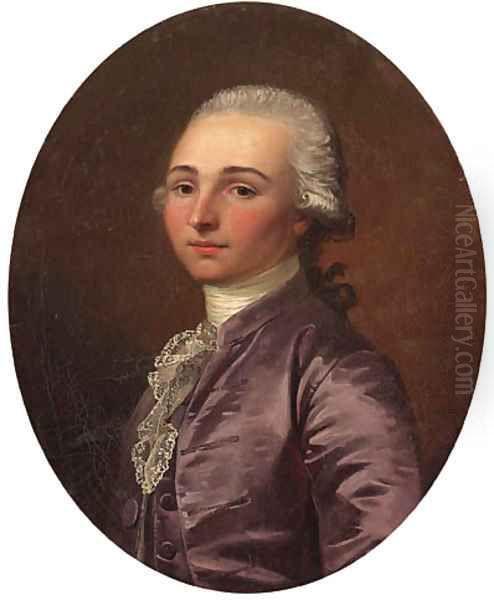 Portrait of a Gentleman, half-length, in a lilac-coloured coat Oil Painting by Jean-Laurent Mosnier