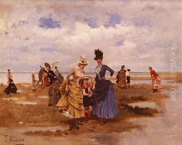 Sur La Plage (On the Beach) Oil Painting by Francisco Miralles Galup