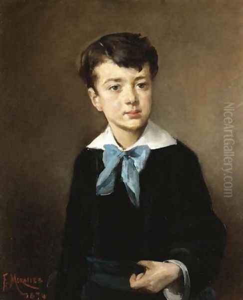 Portrait of a Boy (Retrato de niño) Oil Painting by Francisco Miralles Galup