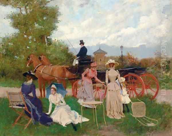 Un daa en el parque (A day in the park) Oil Painting by Francisco Miralles Galup