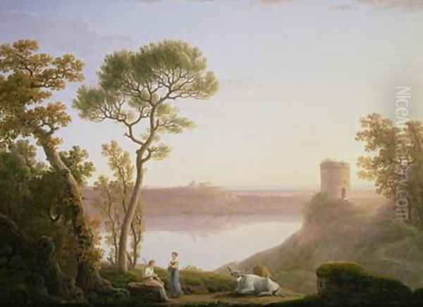 Lake Albano with Castel Gandolfo 1787 Oil Painting by Jacob More